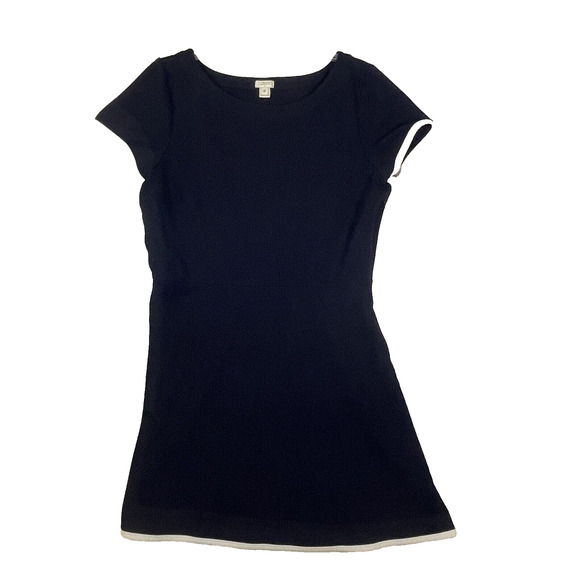 J Crew Womens Size 10 Navy Blue White Trim Work Dress Minimalist Fitted Stretch - Picture 5 of 11